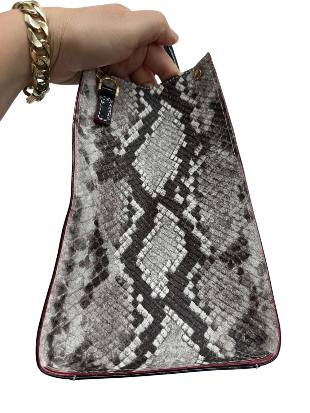 Arcadia Italian Satchel Black Patent & Python Accents Leather